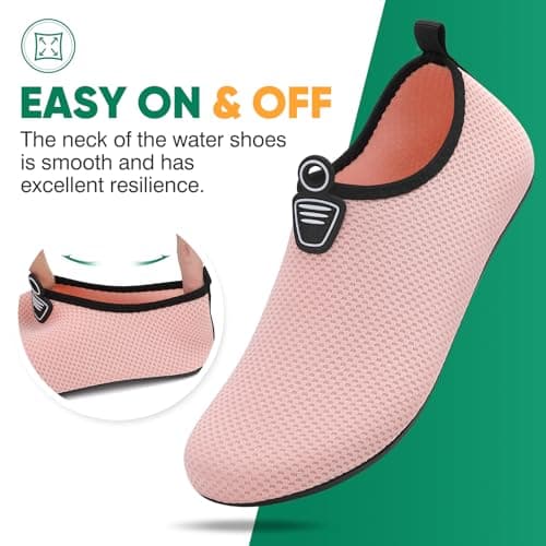 gitzing Water Shoes for Women Men Beach Quick-Dry Swim Aqua Socks Breathable Barefoot Shoes for Beach Surfing Driving Pool Yoga Travel(Pink,39 EU/6 UK) — view 4