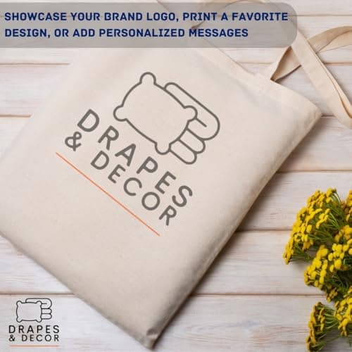 Cotton Canvas Plain Tote Bags to Decorate in Bulk Pack of 10, 100% Natural Cotton Premium 145gsm (5 Oz.) Fabric Blank Reusable Large Canvas bag -38 X 42 cm+65cm long Handles (Pack of 10-Natural) — view 5