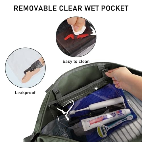 ECOHUB Easyjet 30L Cabin Bag 45x36x20 Underseat Travel Flight Bag Foldable Carry On with Removable Wet Pocket Waterproof Overnight for Women (Green) — view 4