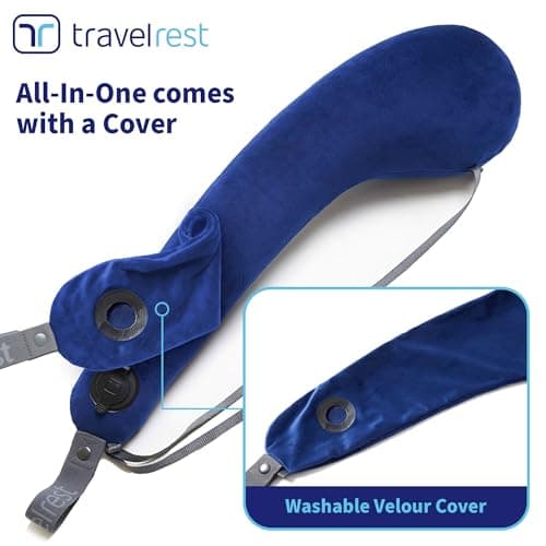 TRAVELREST All-in-One Neck and Body Support Pillow Travel Essential, Blue — view 2