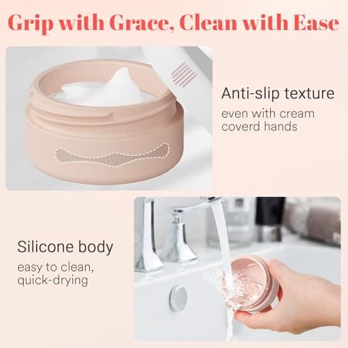Euqvunn Travel Pots for Toiletries, Travel Containers TSA Approved Travel Tubs 40ml, Silicone Leak-proof Travel Cosmetic Containers with PP Lids for Cosmetic Face Body Hand Cream (Light Apricot) — view 6