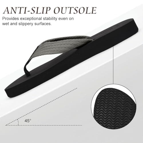 BSBUY Unisex Flip Flops Mens Flatform Beach Flip-Flop EVA Slippers Ladies Girls Yoga Mat Cushion Thong Sandals Beach Travel Platform Sandals Slip-Resistant Flat Flip Flops for Shower(UK:7.5-8.5) — view 5
