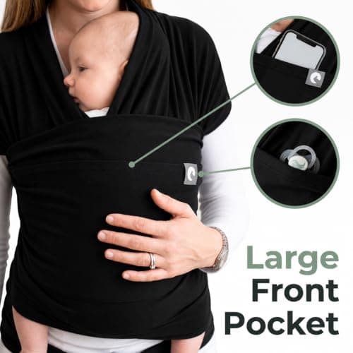 Trekki Pocket Wrap™ Baby Sling Carrier, Newborn to Toddler, Black — view 6
