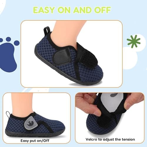 JIASUQI Baby Shoes Boys Girls Breathable First Walking Infant Soft Sneakers Crib Lightweight Slip On Shoes(Dark Blue,12-18 Months) — view 4