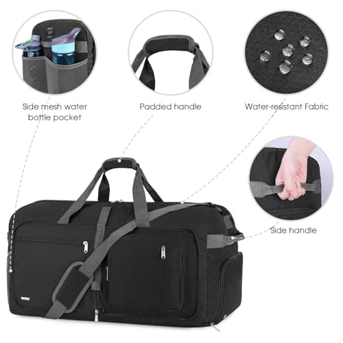 WANDF 65L Large Travel Holdall Duffle Luggage Bag Foldable — view 3