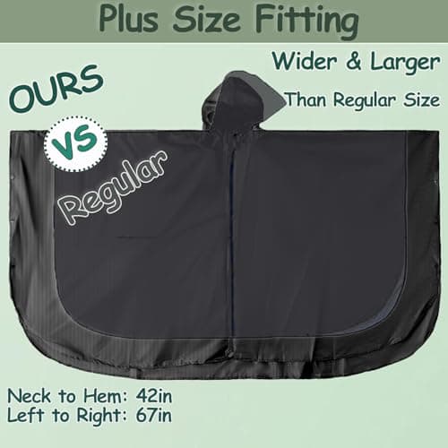 Nomadnia Plus Size Adult Rain Poncho with Hood and Zipper, Poncho Para Lluvia, Tactical Ponchos Adult For Camping, Hiking, Fishing, Travel and Outdoors. Easy to Pack. Black — view 3