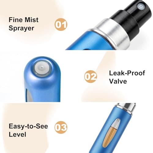 8PCS Travel Perfume Atomiser Refillable Bottles, 5ml Mini Travel Perfume Bottle with Bottom-Filled Design, Portable Empty Refillable Perfume Bottle for Luggage, Handbag & Pocket — view 3