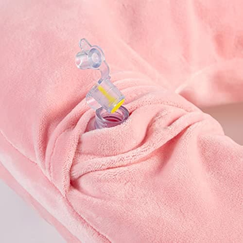 Inflatable Travel Pillow - 100% Soft Velvet Neck Support for Traveling, Airplanes, Trains, Cars, and Offices with Compact Carrying Bag, Breathable and Washable Cover, Ideal for Adult Sleepers (Pink) — view 4