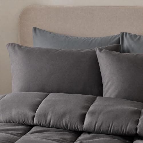OHS Coverless Duvet Single, 10.5 Tog Duvet with Pillowcase - Charcoal Grey — view 2