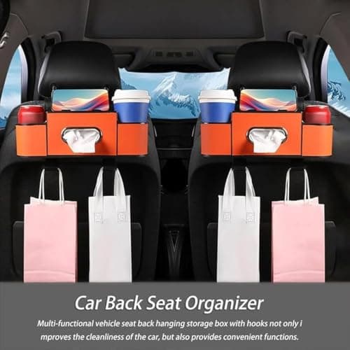 AMSLSIU Car Headrest Safe Box Car Organizer For Travel,orange — view 3
