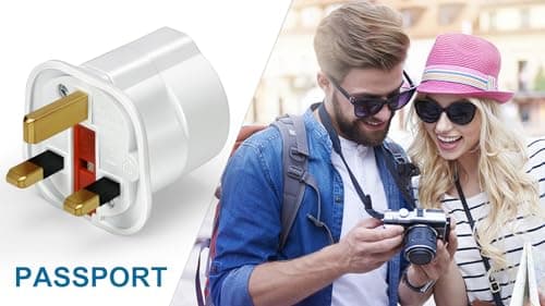 VGUARD European to UK Plug Adapter 6 Pack BS8546 Certified Travel Adapter 2-Pin to 3-Pin, EU Schuko to UK Plug with 13A Fuse for Europe French Spanish German Turkish to UK Socket - White — view 6