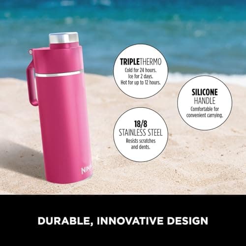 Ninja Thirsti 700ml Water Bottle with Leak-Proof Lid, Hot Pink DW2401EUUKBP — view 3