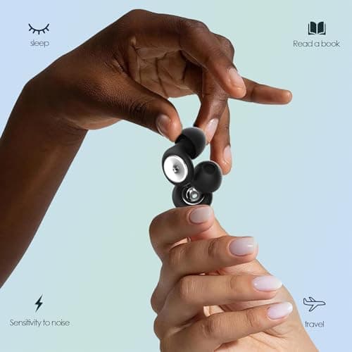 Comfortable Sleep Ear Plugs,Ear Plugs for Noise Reduction,Reusable Earplugs,Soft Hearing Protection in Flexible Silicone for Sleep,Noise Sensitivity&Flights(Black+Gold) — view 6
