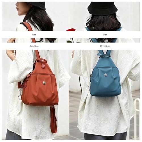 Auscfex Women 3 in 1 Mini Backpack Chest Bag | Anti Theft Lightweight Fabric Small Crossbody Rucksack Convertible Carry for Travel Daily Use (Khaki, A) — view 6