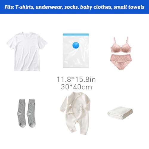 Vacuum Bags for Clothes - 10 Packs Reusable Clothing Storage Bags Vacuum Bags with Seal and Space Saving Travel Bags (30X40CM) — view 2