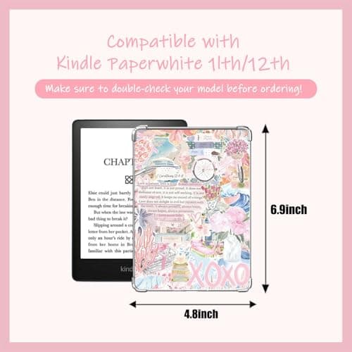 VelvetGlow 6 Pcs Inserts For E-Reader Clear Case, And 2 Pcs Dust Plug Charms Retro Phone Charm Set, 6.8"X4.8" Cardstock Inserts Compatible With Kindle Paper White 11Th/12Th Colorsoft (6.8" X 4.8") — view 3