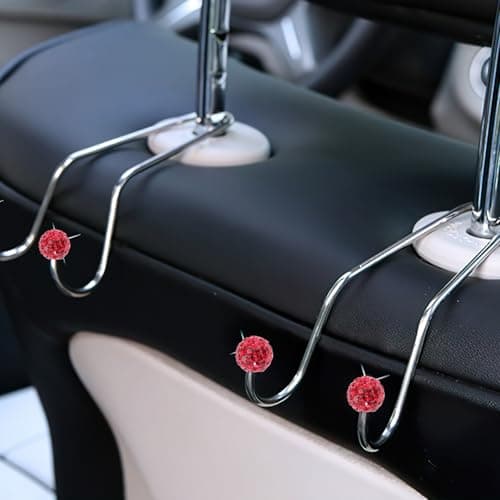 RUNROTOO 4pcs Car Storage Hooks Car Back Seats Organizer Hooks Stainless Steel for Handbag and Grocery Bag — view 5