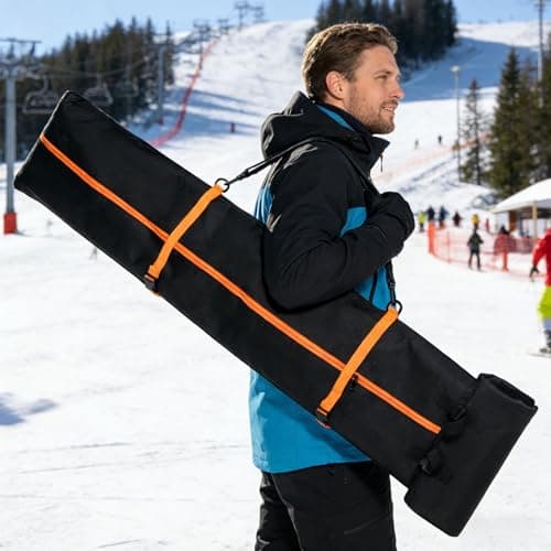 Rolling Ski Bag and Ski Boot Bag Combo, Fully Padded Snowboard Bag with Straps and Handles, Wheeled Ski Bag for Snowboards Skis Boots Jackets, Holds 2 Pairs of Skis — view 5