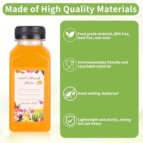 8pcs 250ml Juice Bottles with Lids 12 Stickers ＆ Cleaning Brush BPA-Free — view 4