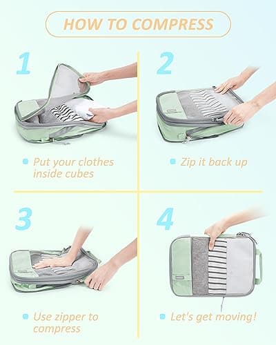 BAGSMART 6pcs Compression Travel Packing Cubes for Suitcases Backpack — view 5