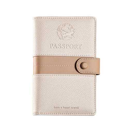 EPROICKS Passport Holder Travel Wallet Passport Cover with RFID Blocking Protector for Men Women PU Leather Travel Document Holder (Beige)