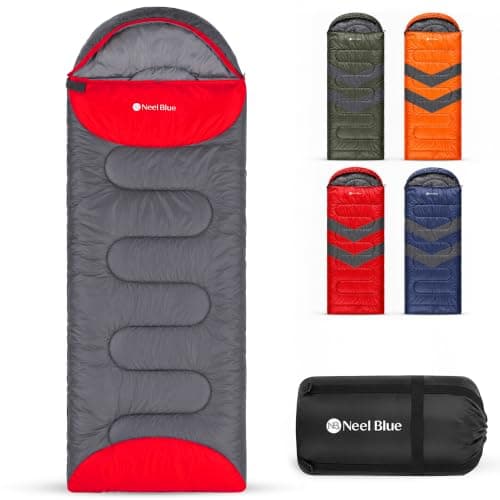 Event Decor Shop 4-Season Sleeping Bag for Adults, Waterproof, Grey & Red