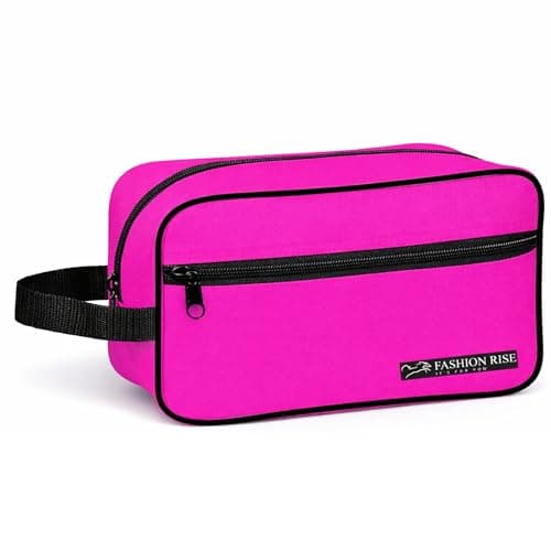 Water-Resistant Toiletry Bag for Men & Women - Lightweight Travel Wash Bag with Multiple Compartments, Compact Dopp Kit Cosmetic Organizer, Durable Nylon Shaving & Makeup Storage Case (Pink)
