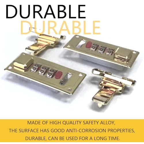 XMYCYuChen One Pair Durable Luggage Suitcase Hasps Anti-Corrosion Replacement 3 Digit Combination Bronze Luggage Hasp Digital Lock for Storage Bag Tool — view 3