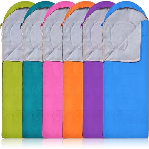Macarrie 6 Pack Camping Sleeping Bags Bulk for Adults, 4 Season Cold Weather Sleeping Bag with Compression Sack Lightweight Waterproof Essential Gear for Backpacking Hiking Travel(Bright Colors)