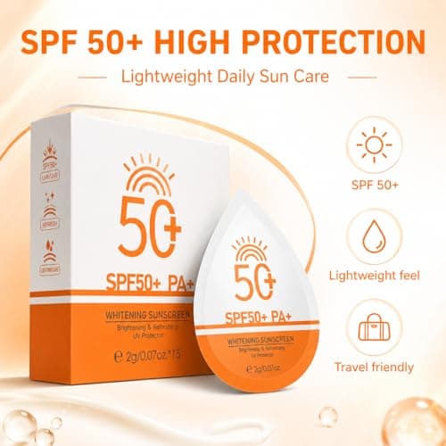 15 Pcs Sunscreen SPF 50+, Travel Size Sunscreen Without White Cast, Mini Sun Cream for Face & Body, Waterproof & Non-Greasy Sun Protection, Lightweight UV Protection for Daily Holiday Travel, 2g/pack — view 2