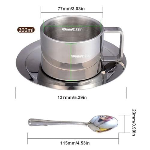 Stainless Steel Cups 200ml Spill Proof Double Wall Stainless Steel — view 2