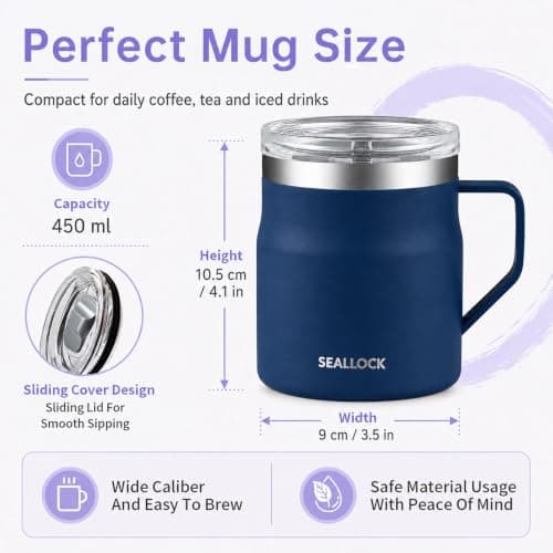 Insulated Coffee Mug & Stainless Steel Tumbler -Travel Mug with Lid — view 2