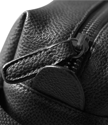 Personalised Wash Bag Embroidered Faux Leather Wash Bag Mens Toiletry Bag - Black WashBag Men Vegan Leather Toilet Bag Initials Travel Gift — view 4