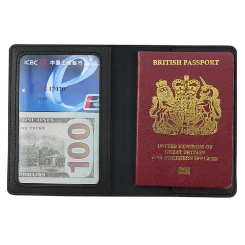 ILIYAH PU Leather Passport Holder Cover for Women Men Credit Cards Boarding Passes Travel Wallet Case(Black) — view 2