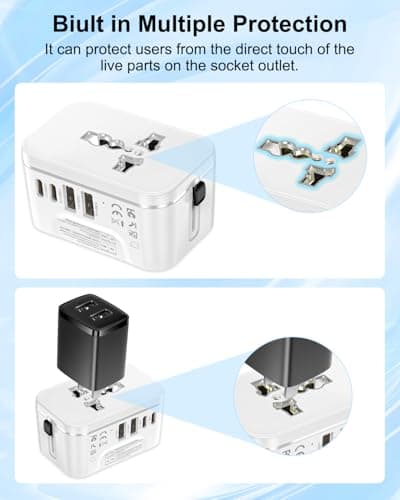 Universal Travel Adapter Worldwide with 2 USB C and 2 USB A Ports, International Travel Plug Adapter Worldwide USB Travel Adaptor All in One Universal Charger Power Adapter for European EU US UK AUS — view 4