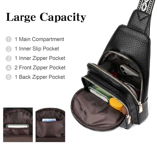GAEKEAO Sling Bag for Women Crossbody Bags Fanny Pack Vegan Leather Chest Bag Travel Shoulder Belt Purse Gifts — view 3