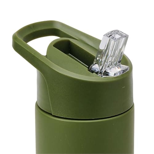 Smash Stainless Steel Water Bottle with Flip Top Lid and Straw - Olive 750ml — view 5