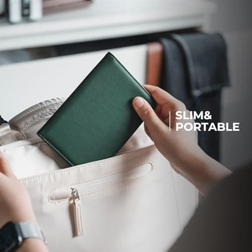 VULKIT Passport Holder Travel Wallet with AirTag Holder, RFID Blocking Leather Travel Document Orangizer with Passport Slot, Business & Credit Card Slots, Boarding Pass Pocket — view 6