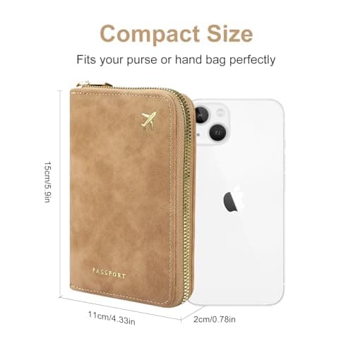 ILIYAH RFID Anti-Theft Passport Wallet Holder - Waterproof PU Leather Family Travel Document Organizer with Safe Zipper (Brown) — view 5