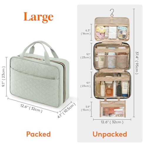 Lifewit Large Hanging Toiletry Bag for Women, Travel Wash Bag, Mint Green — view 2