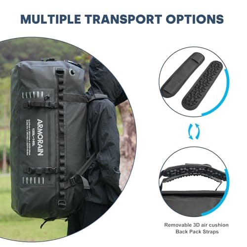 ARMORAIN Waterproof Travel Bag 120-140 L, Motorcycle Bag, Waterproof Motorcycle Tail Bag, Expedition Bag with Carry Strap, Roof Bag, Car for Motorcycle, Car, Camping, Boating, Kayaking — view 5