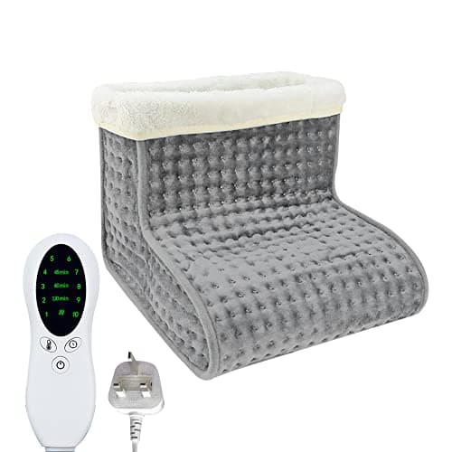 Electric Foot Warmer, CJBIN Cold Feet Warmers, Cosy Heated Foot Warmer with Removable Lining, Adjustable 10 Temperature Settings and 3 Timer Settings, Foot Heater Warmer for Winter Home Office, Grey