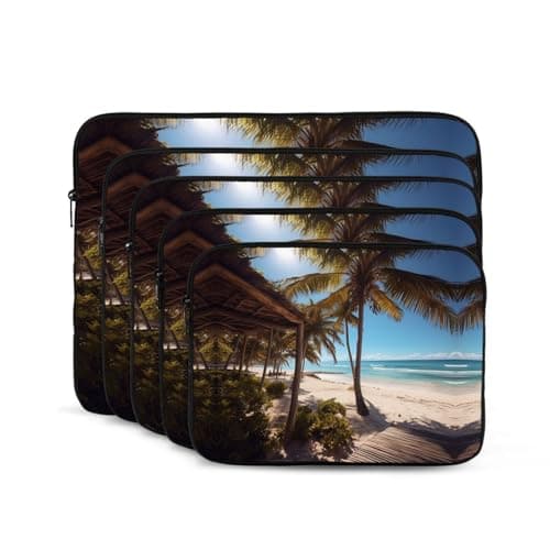 Laptop Sleeve Case 10 inch, Shockproof Protective Laptop Cover Beach Palm Trees Briefcase Portable Carrying Computer Bag — view 2