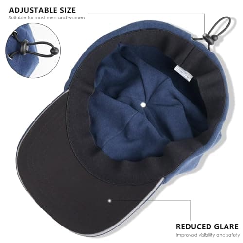 GADIEMKENSD Winter Reflective Fleece Hat with Adjustable String for Unisex Warm Winter Baseball Cap Soft Cold Hats Visor Beanie for Hiking Running Travel Horse Camping Navy — view 4