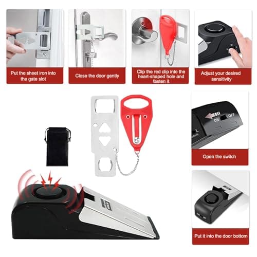 Door Stop Alarm & Portable Door Lock – Travel Safety Kit for Hotel, Home & Dorm — view 5
