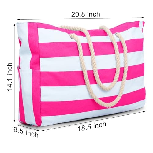 oscaurt Large Beach Bag Women's Tote Waterproof Shoulder Travel Bag with Zip Holiday Essentials Handbag for Women Gym Shopping Picnic — view 6