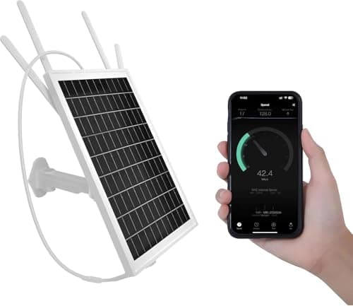 15W Solar Powered 4G LTE Modem Router, Outdoor Solar Powered WiFi Extender Signal Booster with SIM Card Slot, Solar WiFi Repeater for Garden, Farm and Ranch, 50M WiFi Range, IP66 Waterproof