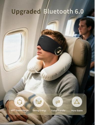 Sleep Mask Headphones, Bluetooth 6.0 Sleeping Headband for Side Sleepers — view 4