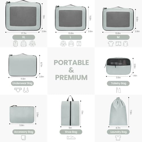Prezon Packing Cubes for Suitcase 8 Set, Lightweight Luggage Packing Organizers Packing Cubes for Travel Accessories - Mint — view 2