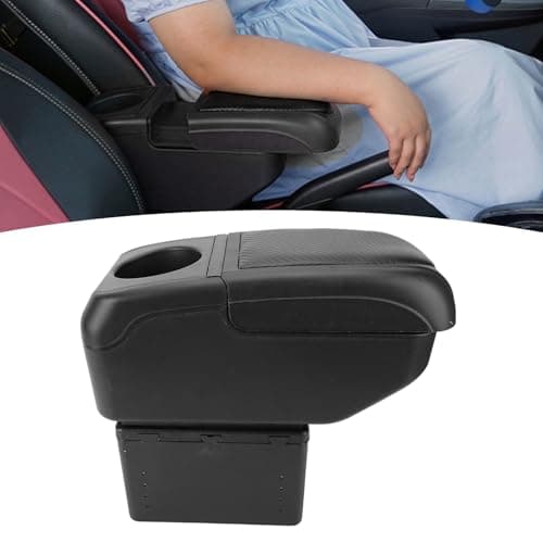 Cocoarm Car Central Storage Organizer, ABS PU Leather Center Console Organizer with Sliding Armrest, 2 Layer Storage, 6 USB Ports, for SUVs Trucks Cars Daily Commute Travel (Black) — view 5